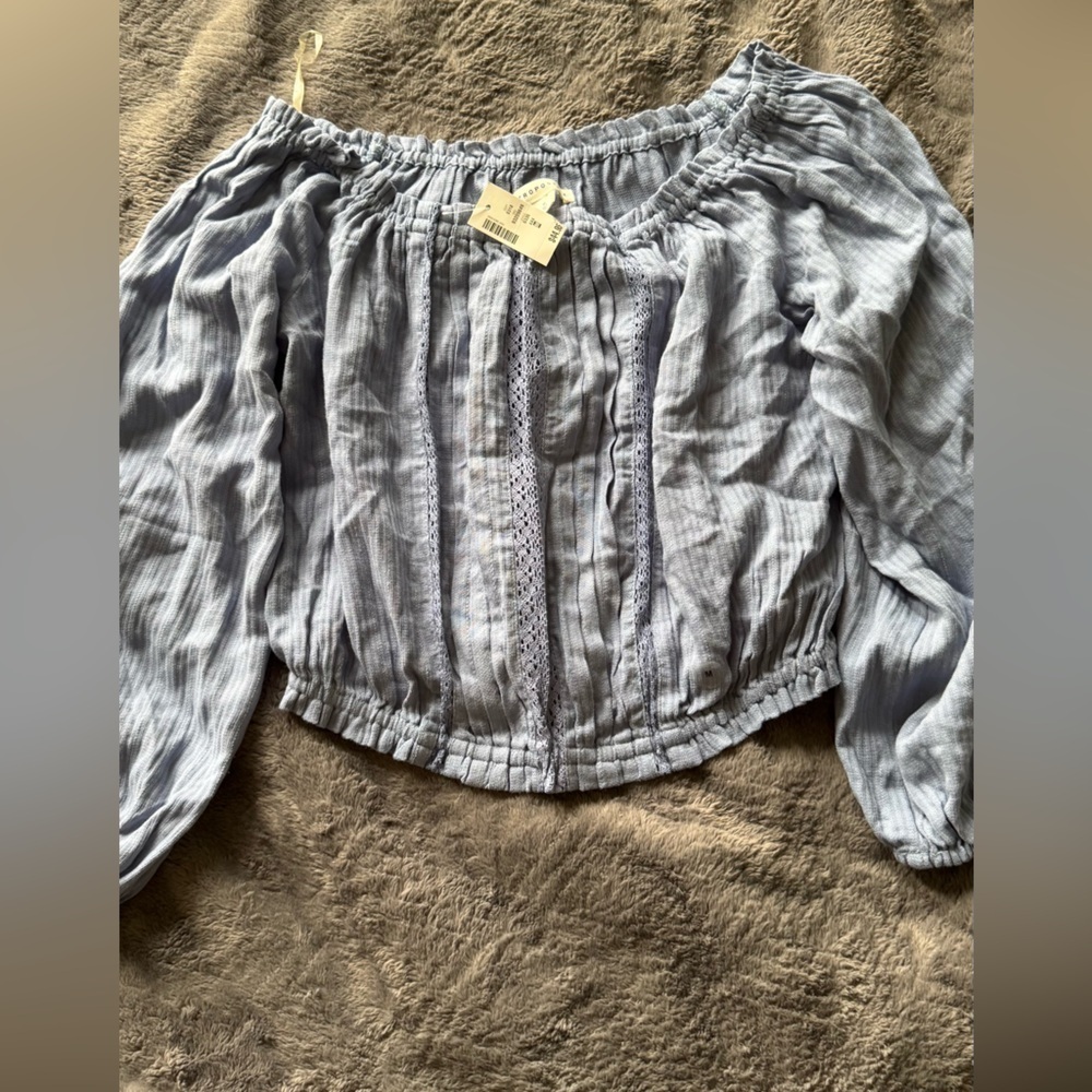 Light Blue Off-Shoulder Blouse Aeropostale